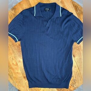 Tie Bar Ribbed Sweater Navy Polo